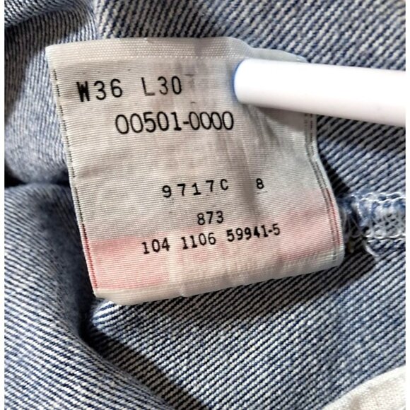 Vintage 1997 Levis 501 XX Original Fit Jeans W36 L30 Button Fly Blue Denim Mens - Picture 5 of 11